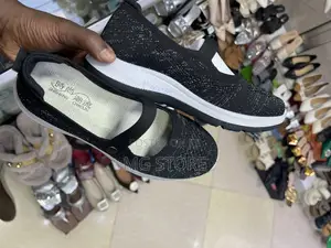 Women's Stylish Black Knit Mary Jane Shoes / Casual Platform Sneakers