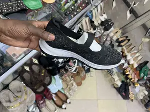 Women's Stylish Black Knit Mary Jane Shoes / Casual Platform Sneakers