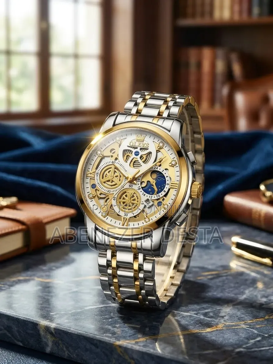 OLEVS Model 9947 Men's Chronograph Quartz Watch Featuring a Two-Tone