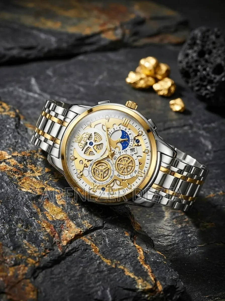 OLEVS Model 9947 Men's Chronograph Quartz Watch Featuring a Two-Tone