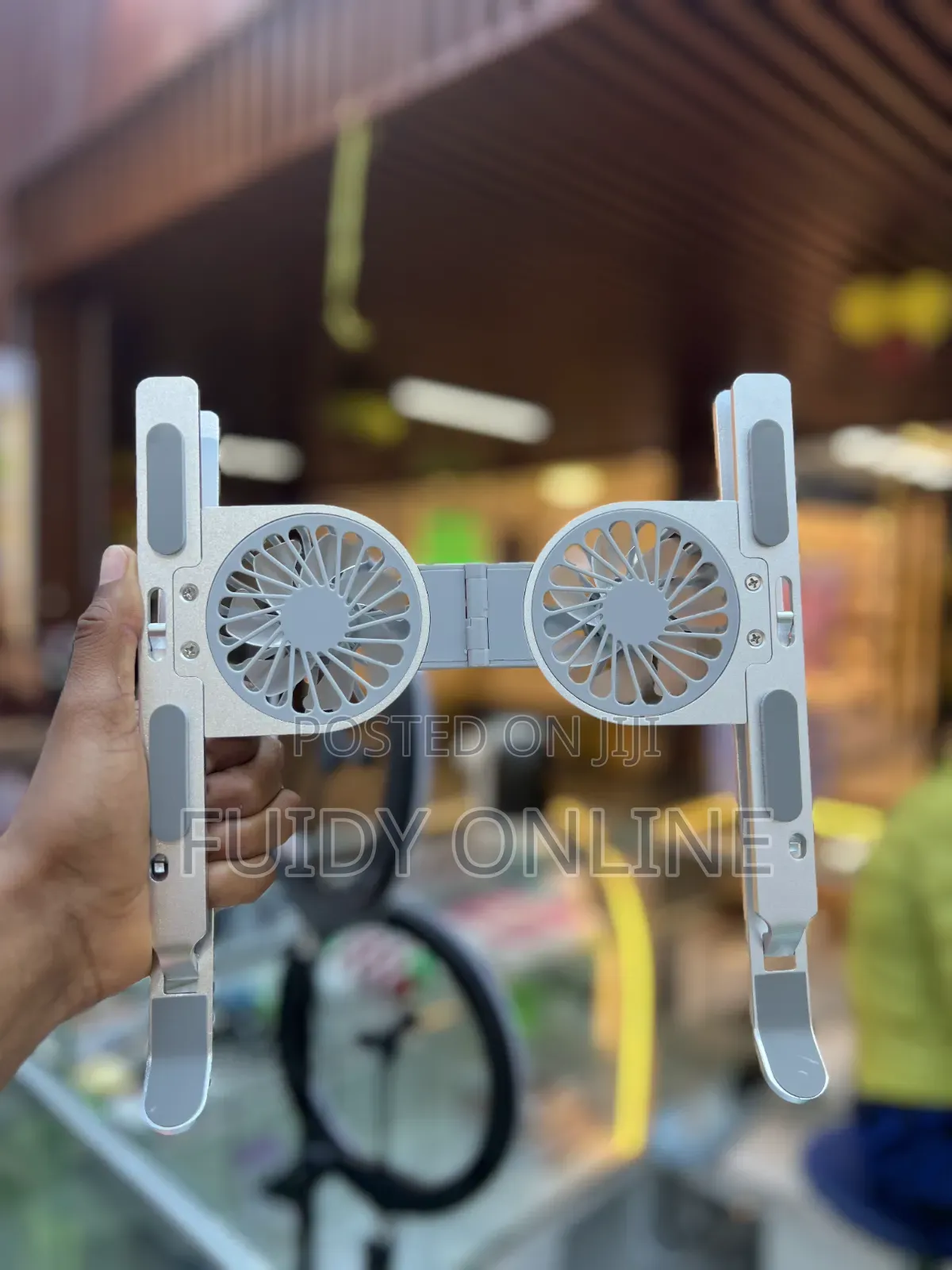PC Stand :Portable Dual Fan – 2-in-1 Foldable Cooling Fan