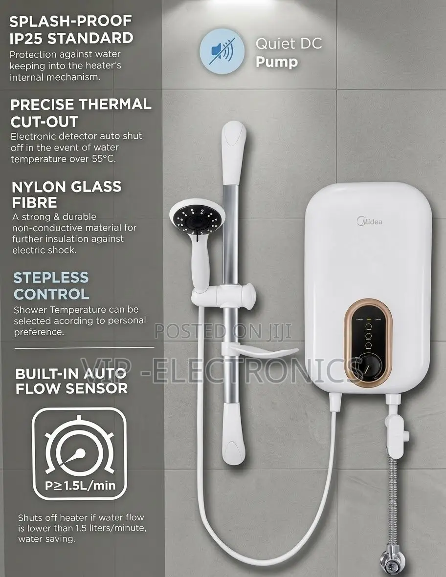 Midea Instant Electric Shower Water Heater Fast Heating Copper Element