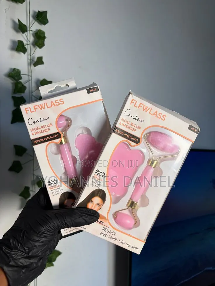 Facial Roller – Rose Quartz Face Roller & Gua Sha Set