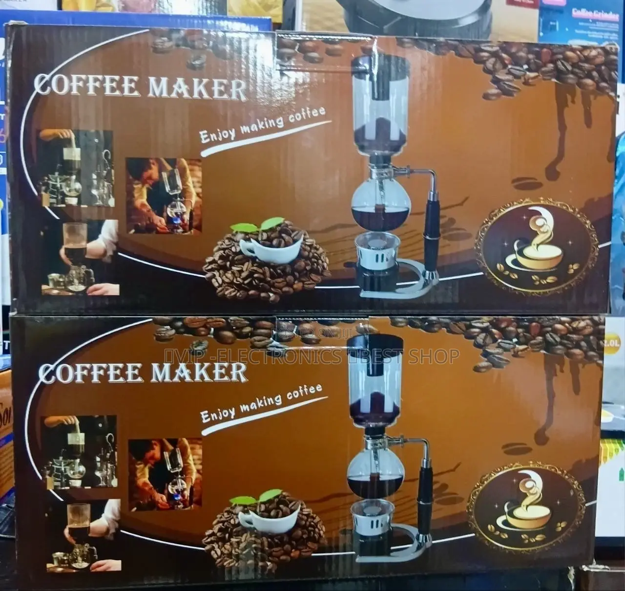 Siphon Vacuum Coffee Maker – 5-Cup Glass Coffee Pot, Double Box