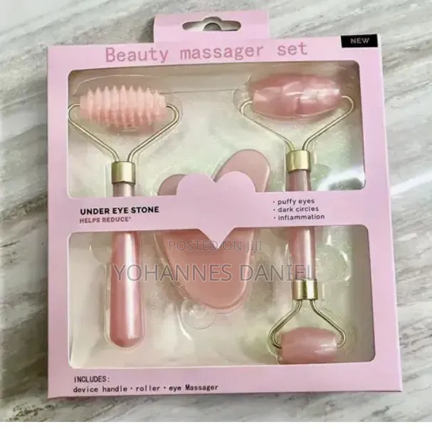 Facial Roller – Pink Jade Facial Massage Tool Set