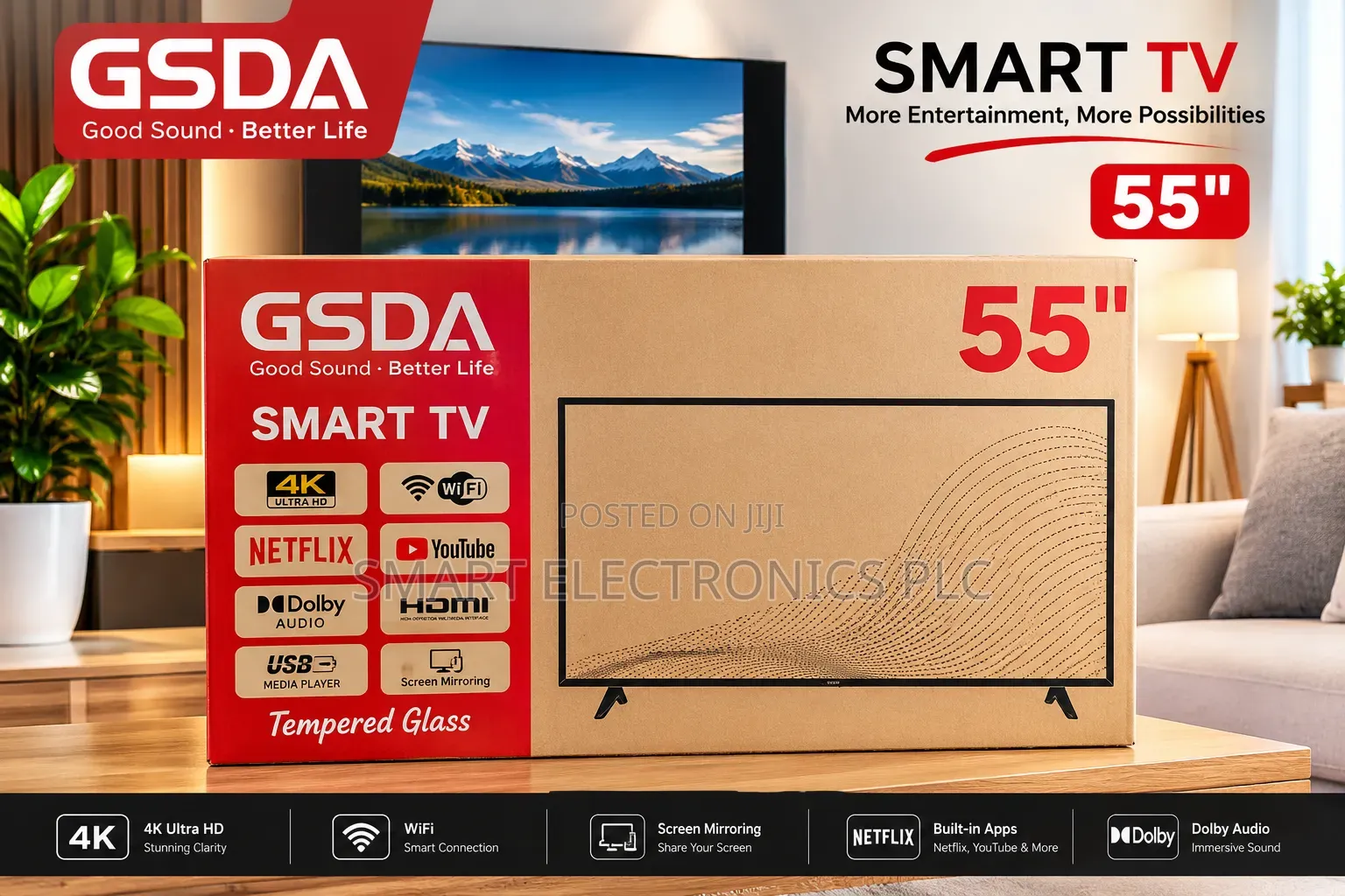 Gsda 55-Inch 4k Ultra HD Smart TV Enjoy a Smarter Entertainment
