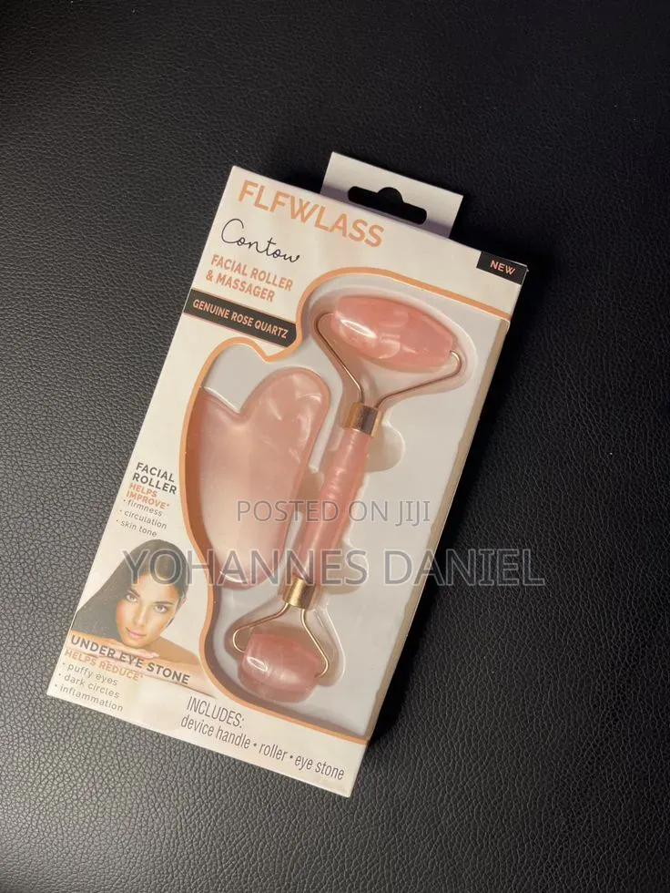 Facial Roller – Rose Quartz Face Roller & Gua Sha Set