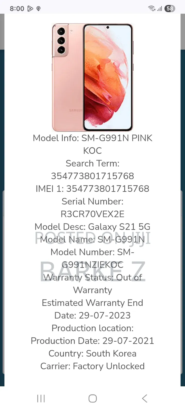 Samsung Galaxy S21 5G 256 GB Pink