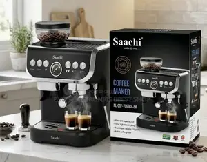 Saachi Espresso Coffee Maker – 1450W, Built-in Coffee Grinder & 19-Bar