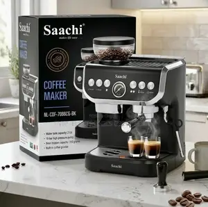 Saachi Espresso Coffee Maker – 1450W, Built-in Coffee Grinder & 19-Bar