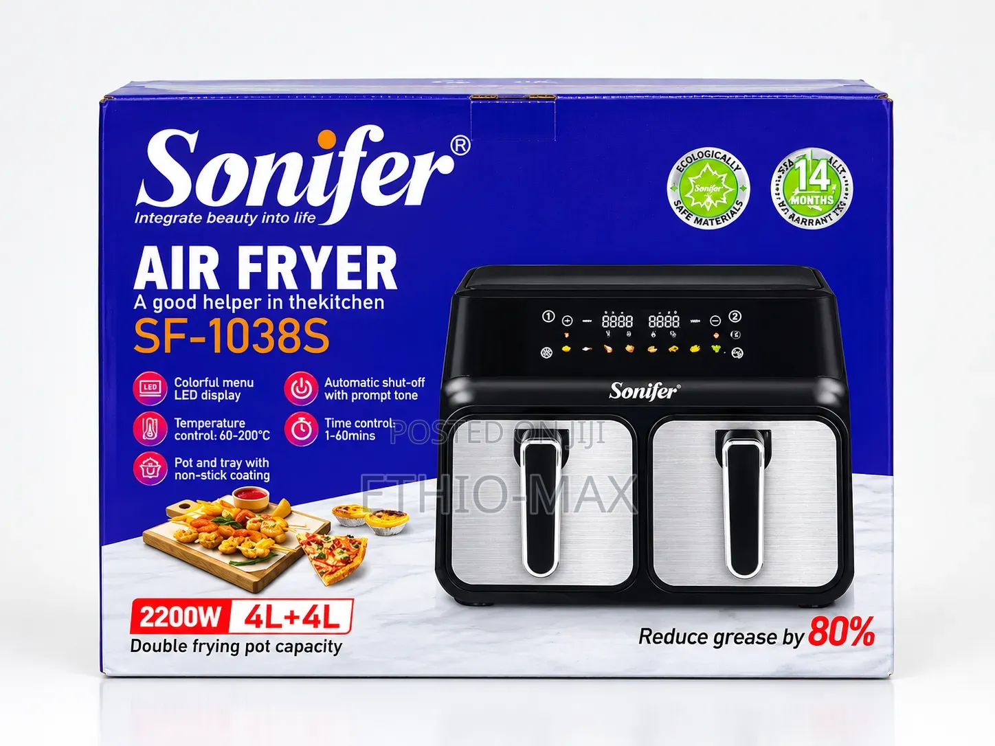 SONIFER DOUBLE AIR FRYER 4L + 4L – Cook More, Enjoy More!