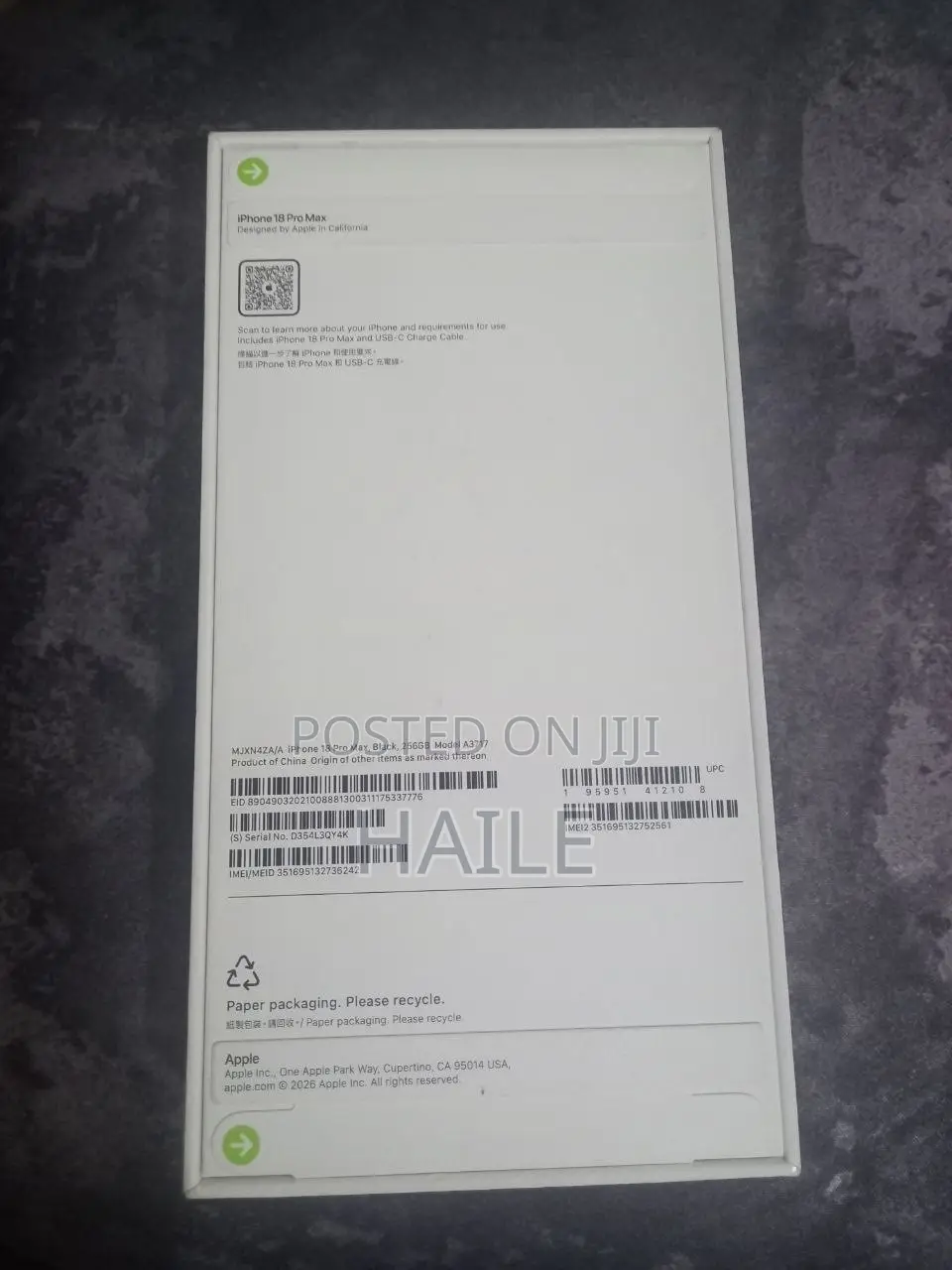 New Apple iPhone 18 Pro Max 256 GB Black