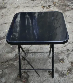 Modern Black Tempered Glass Folding Table With Plastic Chairs