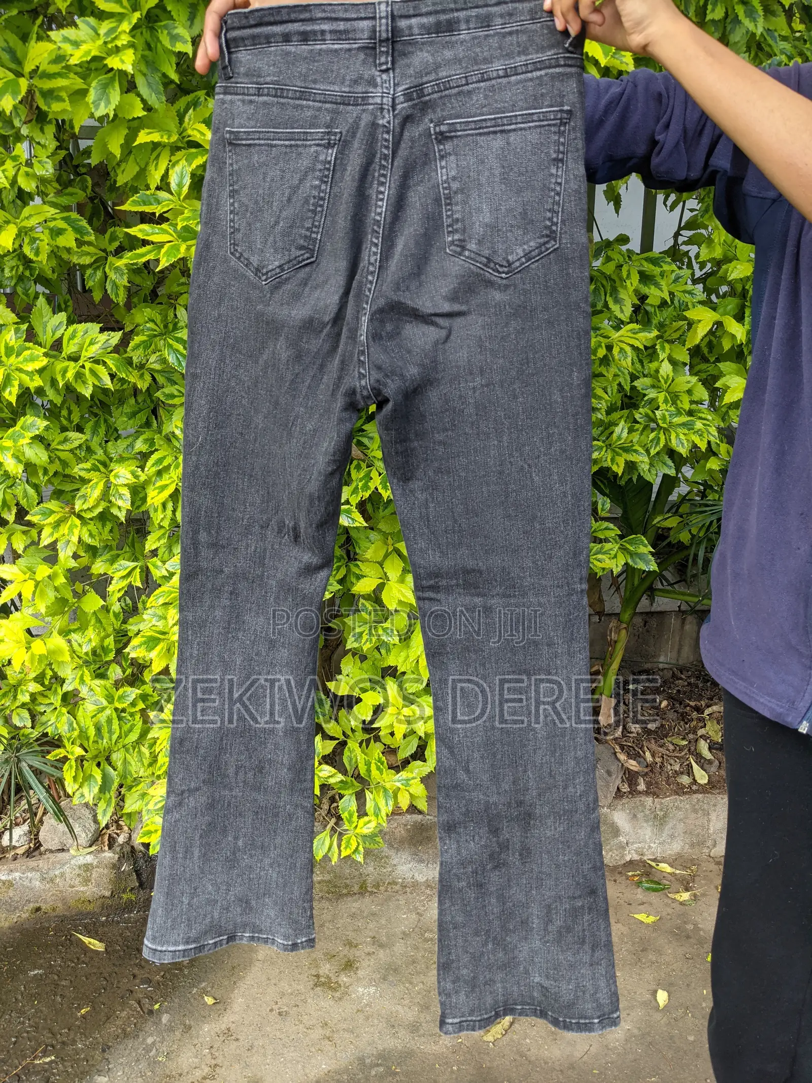 Washed Black Low-Rise Flared Denim Jeans