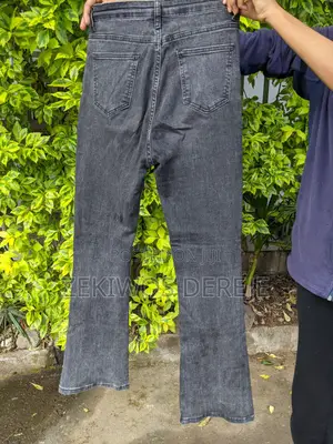 Washed Black Low-Rise Flared Denim Jeans