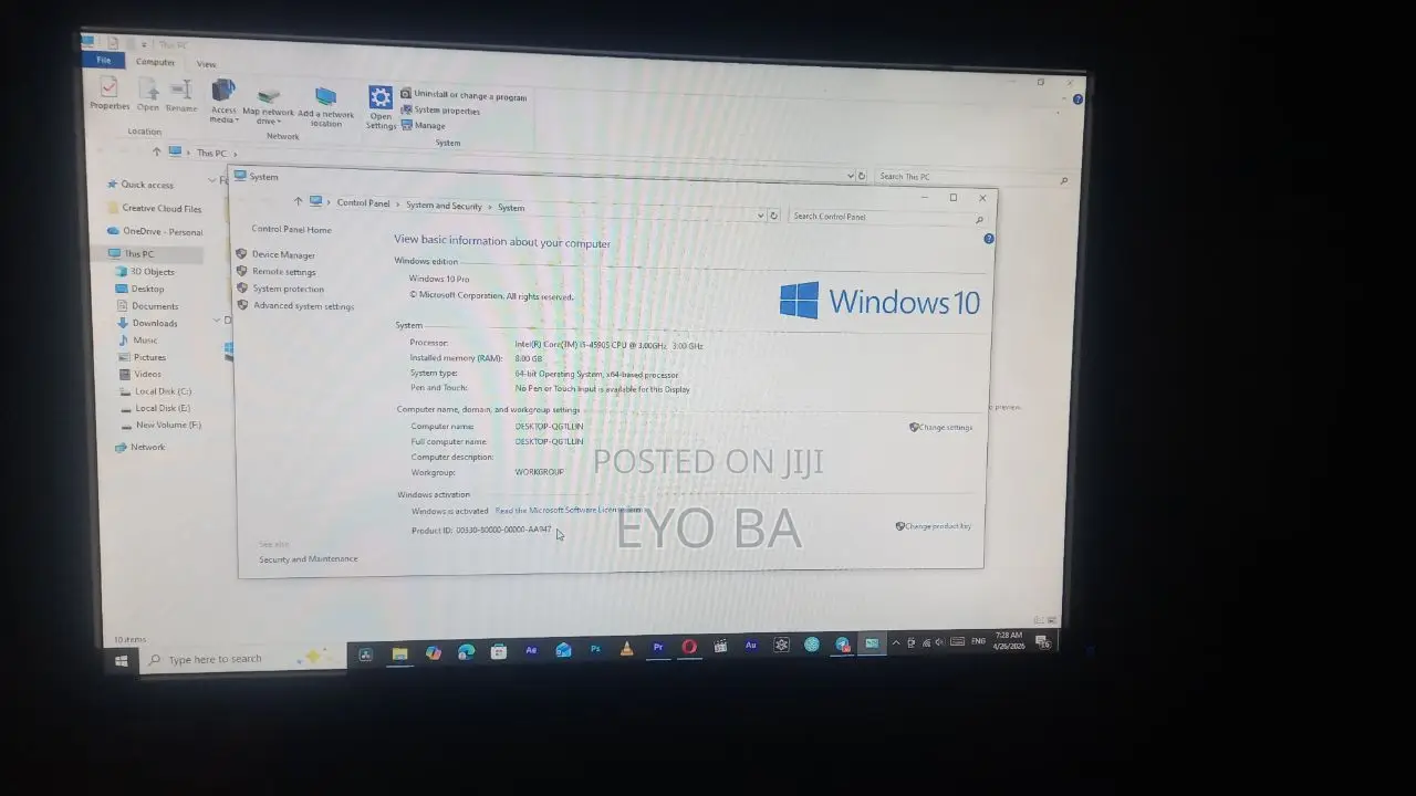 Desktop Computer Dell OptiPlex 3020 8GB Intel Core i5 SSD 256GB