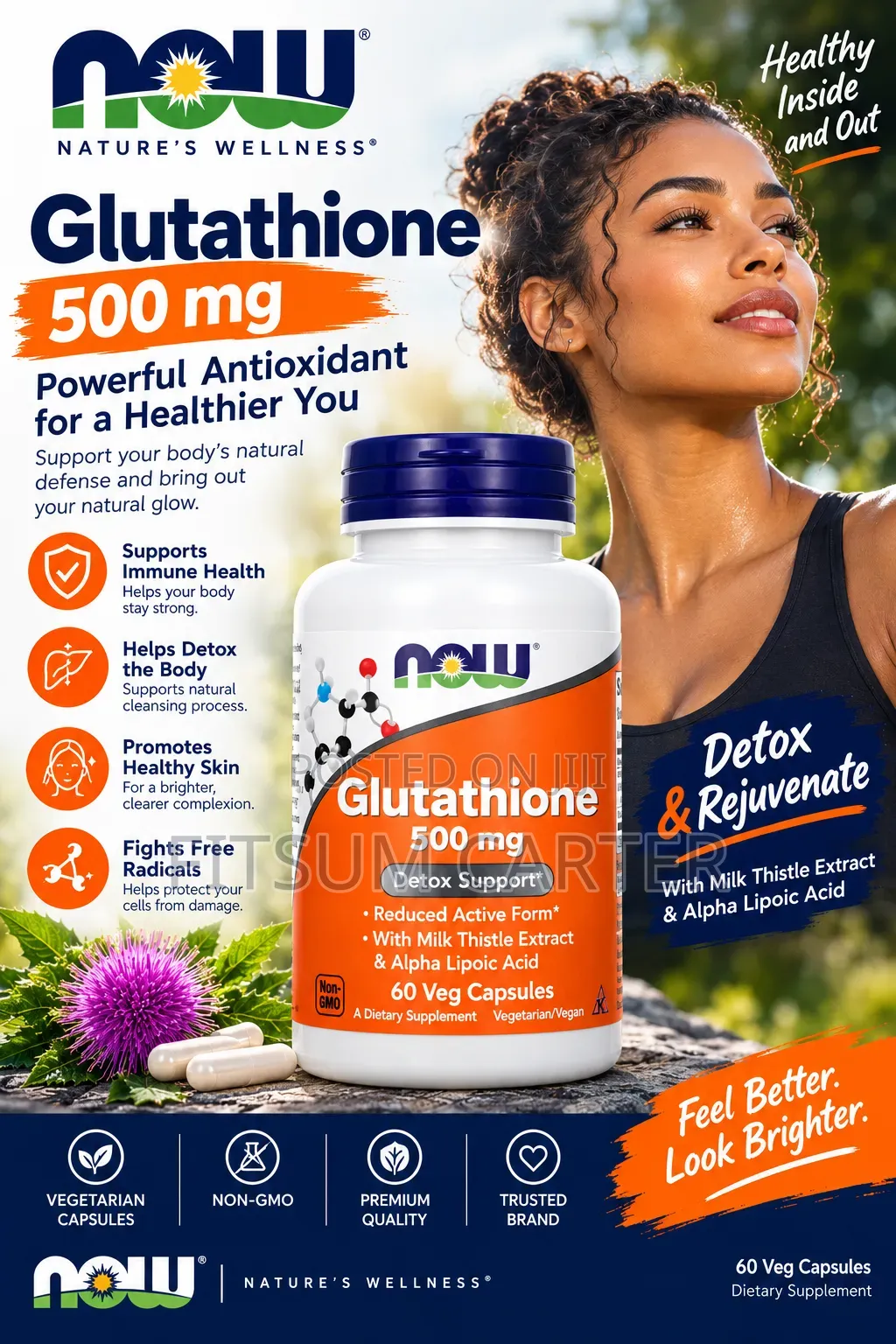 NOW Glutathione 500 Mg – 60 Veg Capsules
