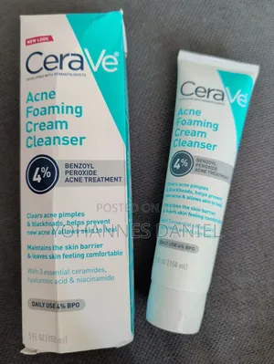 CeraVe Acne Foaming Cream Cleanser – 4% Benzoyl Peroxide Face Wash