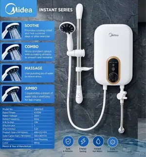 Midea Instant Electric Shower Water Heater 4500W –Wall-Mounted, White