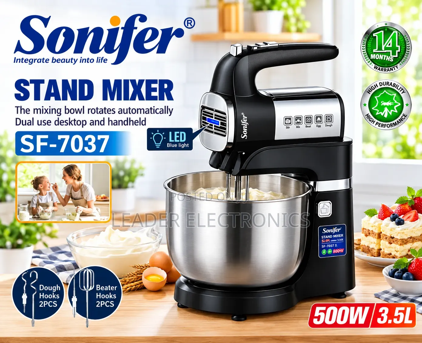 Sonifer 3.5L Stand Mixer 500W – Powerful Performance | Perfect