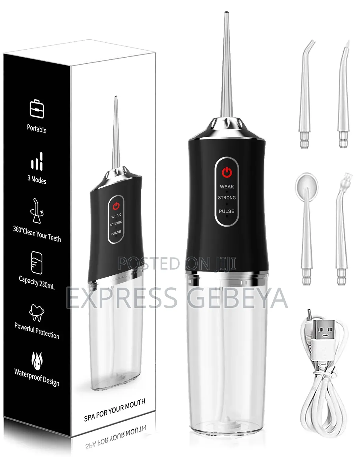 4in1 Rechargeable Portable Water Flosser ባለ 4 መቀያየሪያ ያለው የጥርስ ማፅጃ