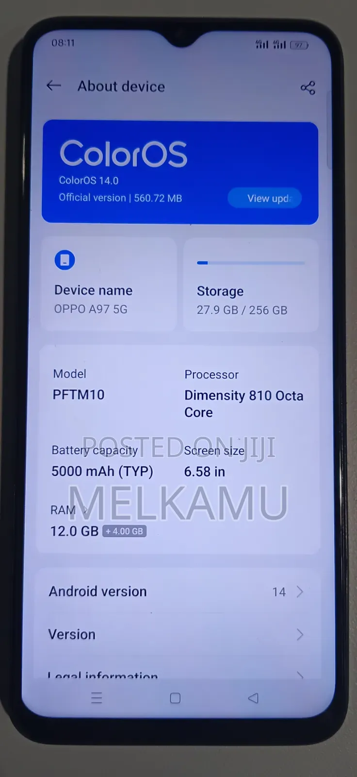 New Oppo A97 256 GB Black