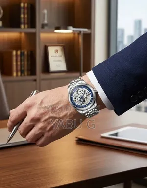 TEVISE Automatic Mechanical Skeleton Watch With a Blue Skeleton