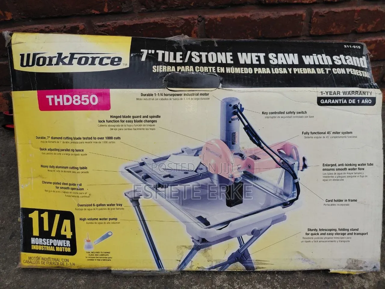 WorkForce THD850 7" Wet Tile and Stone Saw With Stand