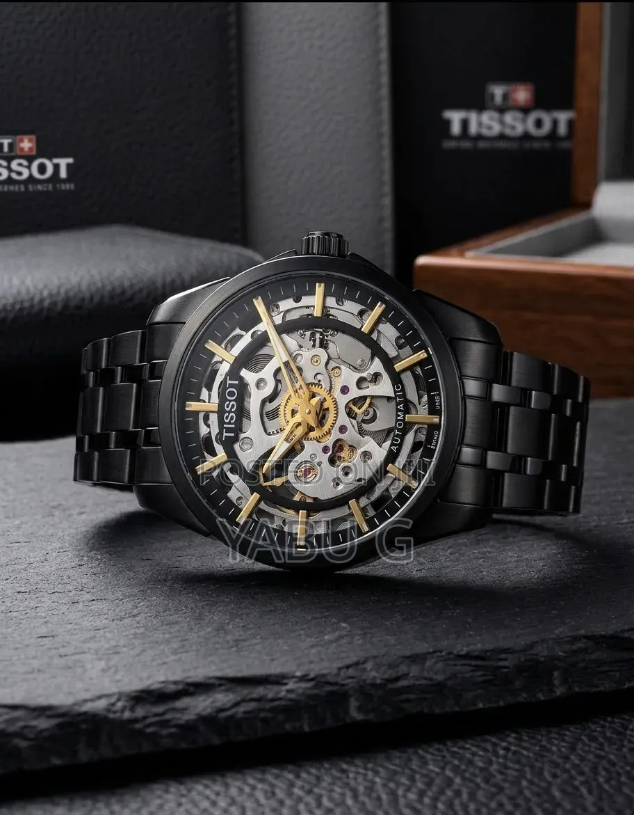 Tissot-Branded Automatic Mechanical Watch With a Black PVD-coated