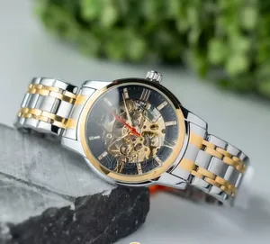 High Quality Men Boys Skeleton Stainless Steel Automatic