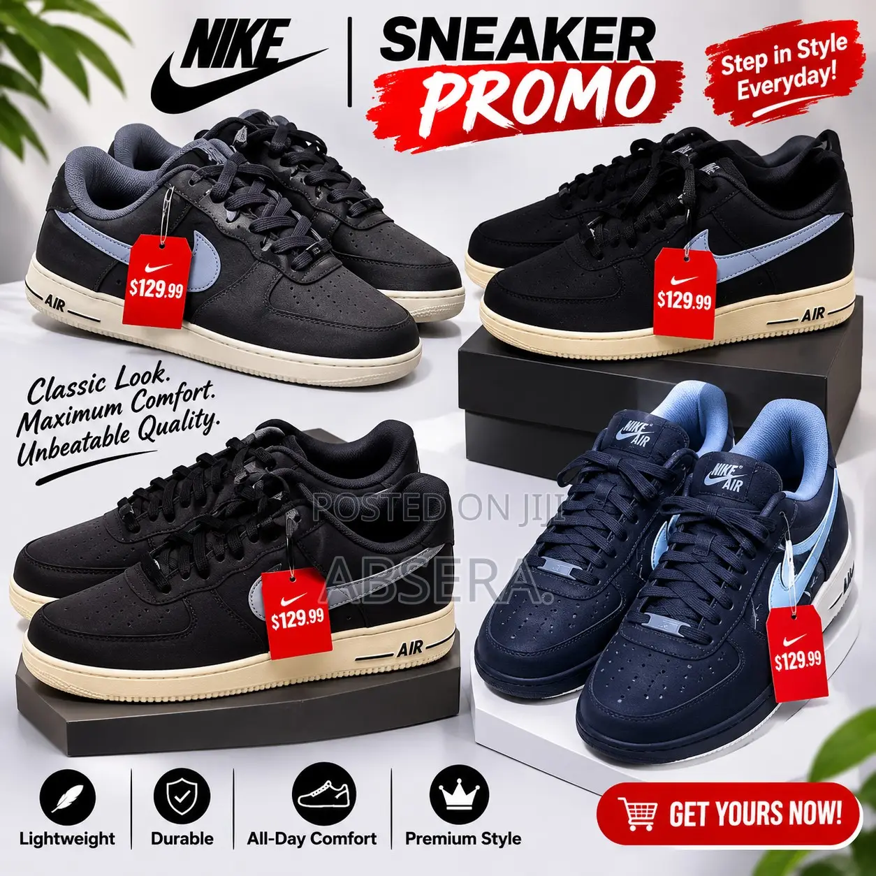 Nike Air Force 1 '07 Low Men's Sneakers – Black/Grey With Cream Sole