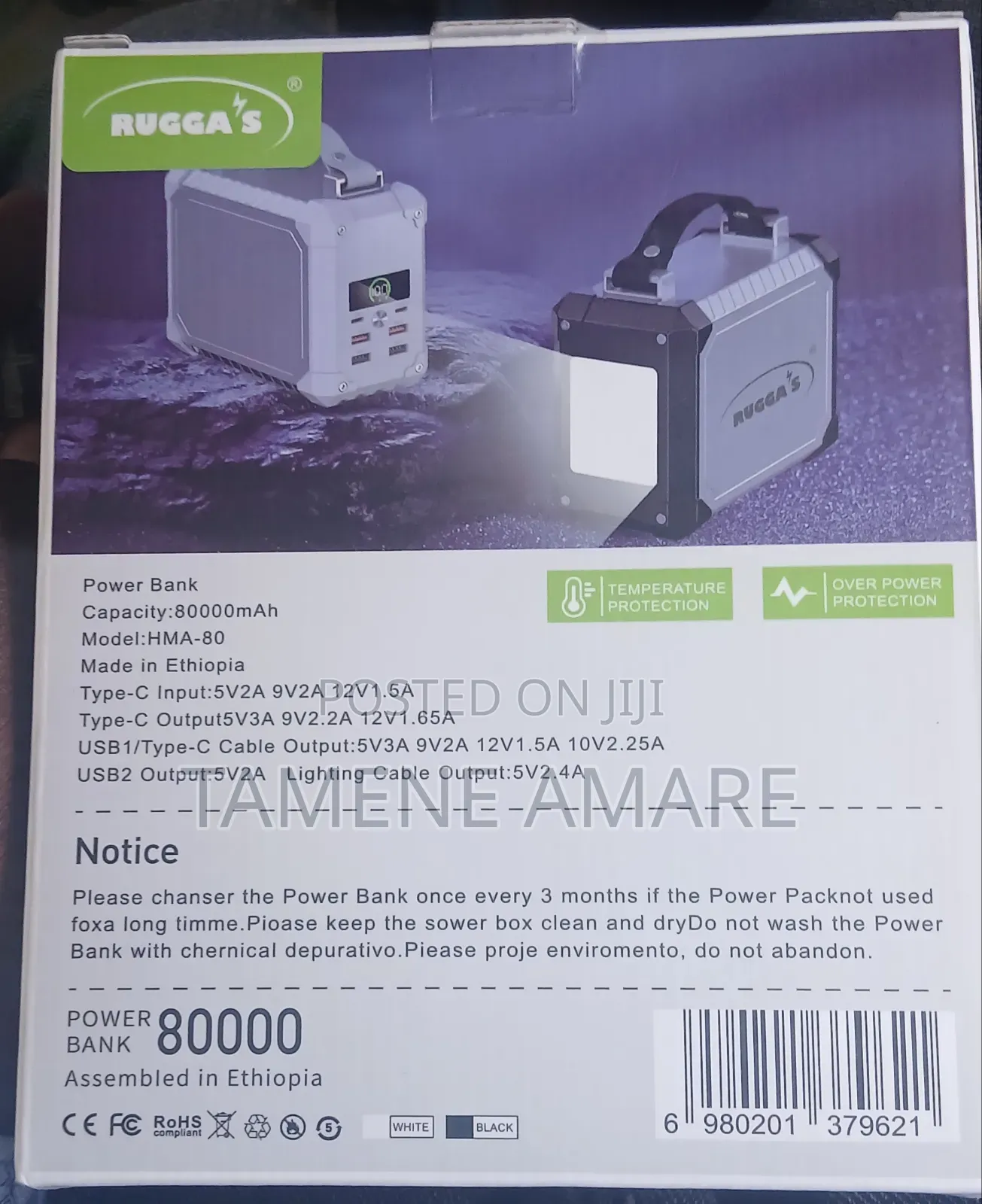 Ruggas Power Bank 80000