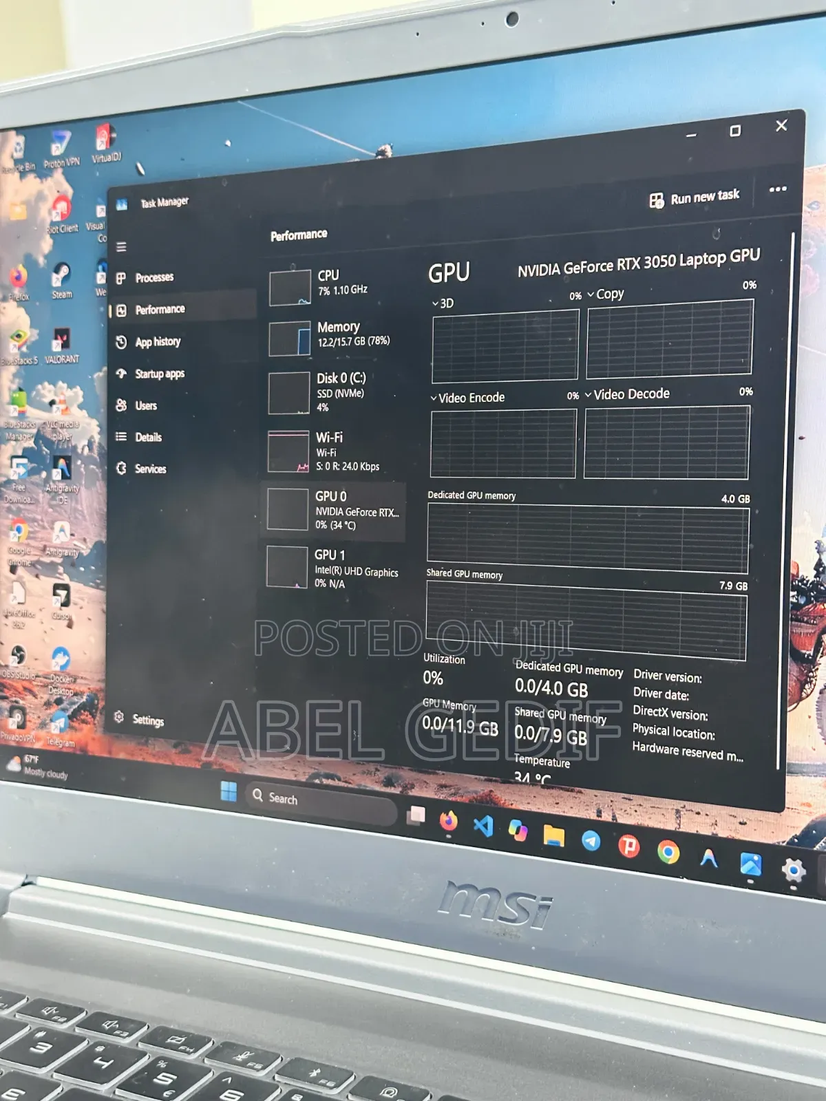 New Laptop MSI 16GB Intel Core i5 SSD 512GB