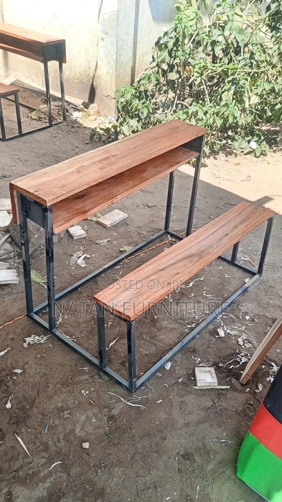 Students School Chair Combined Desk Three Sites Metal RHs and Wooden