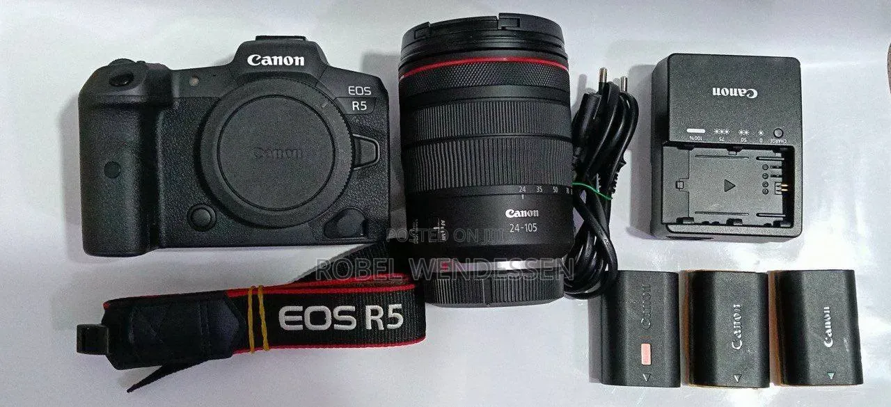 Canon EOS R5 With 24-105mm Redring RF Lens
3 Batteries Charger