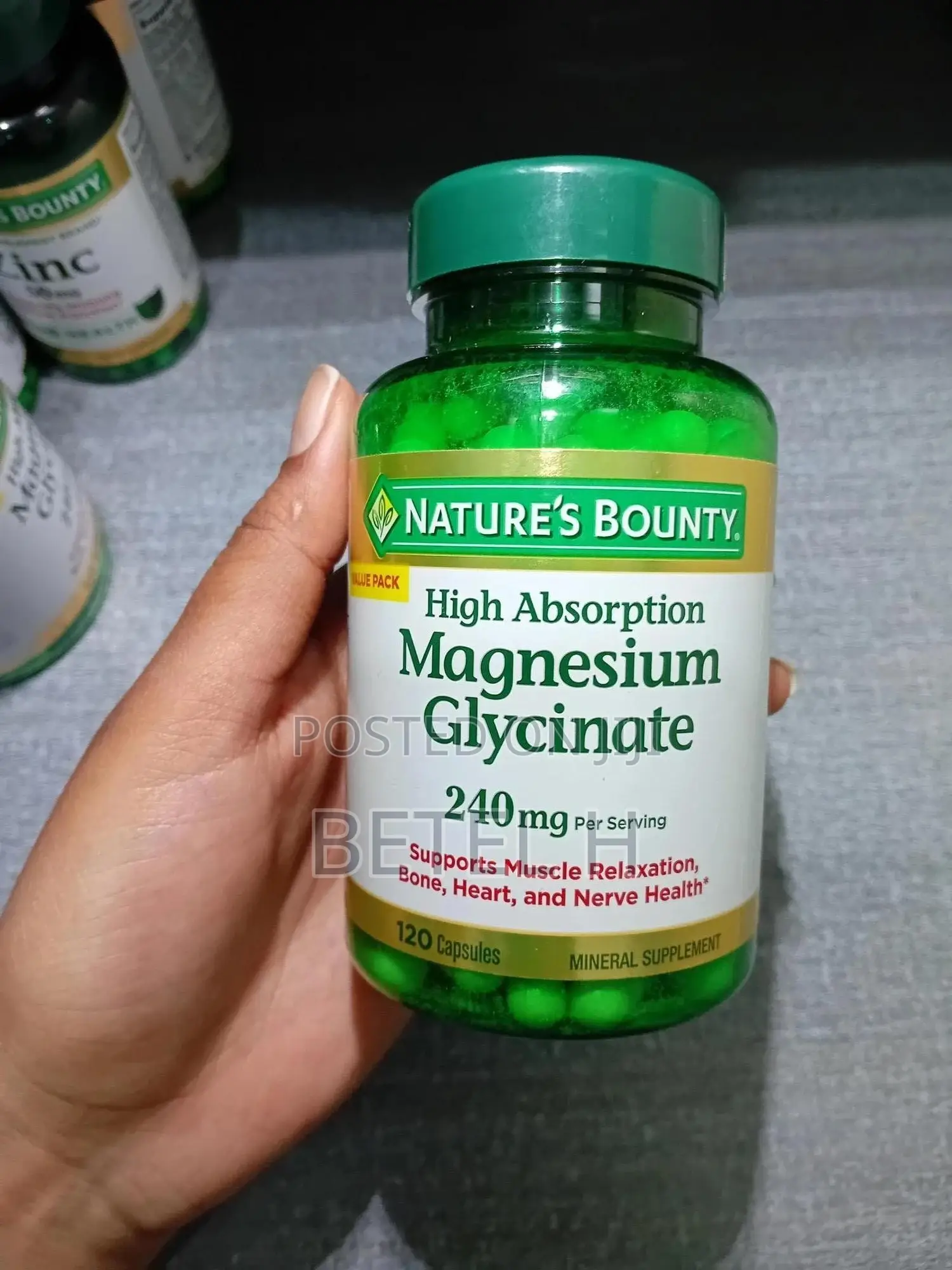 Nature's Bounty High Absorption Magnesium Glycinate 240mg - 120 Capsul
