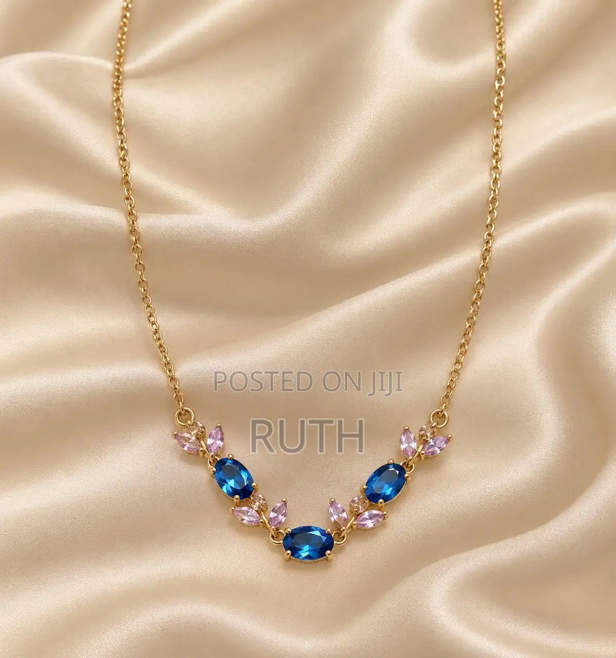 Blue & Pink Gem Stone Necklace