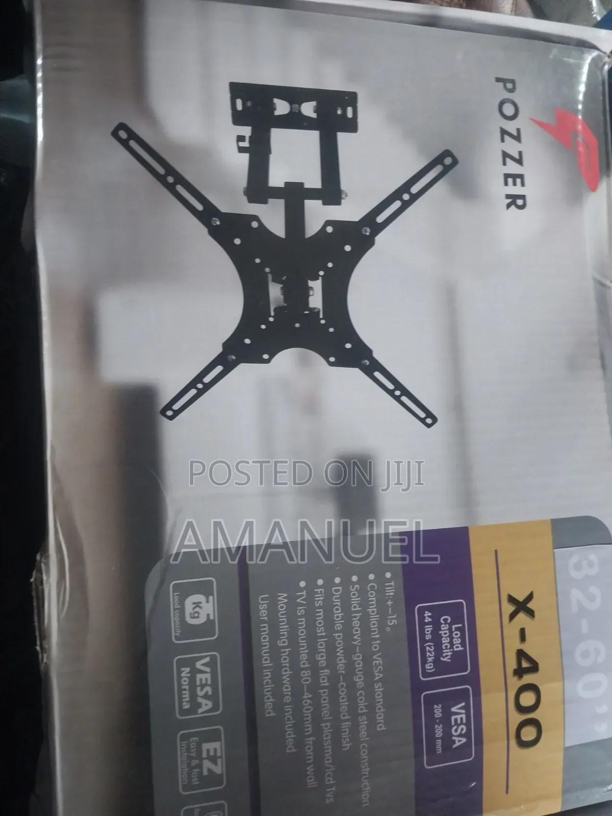 Pozzer X-400 Full-Motion TV Wall Mount Box for 32"–55" Flat-Panel TV