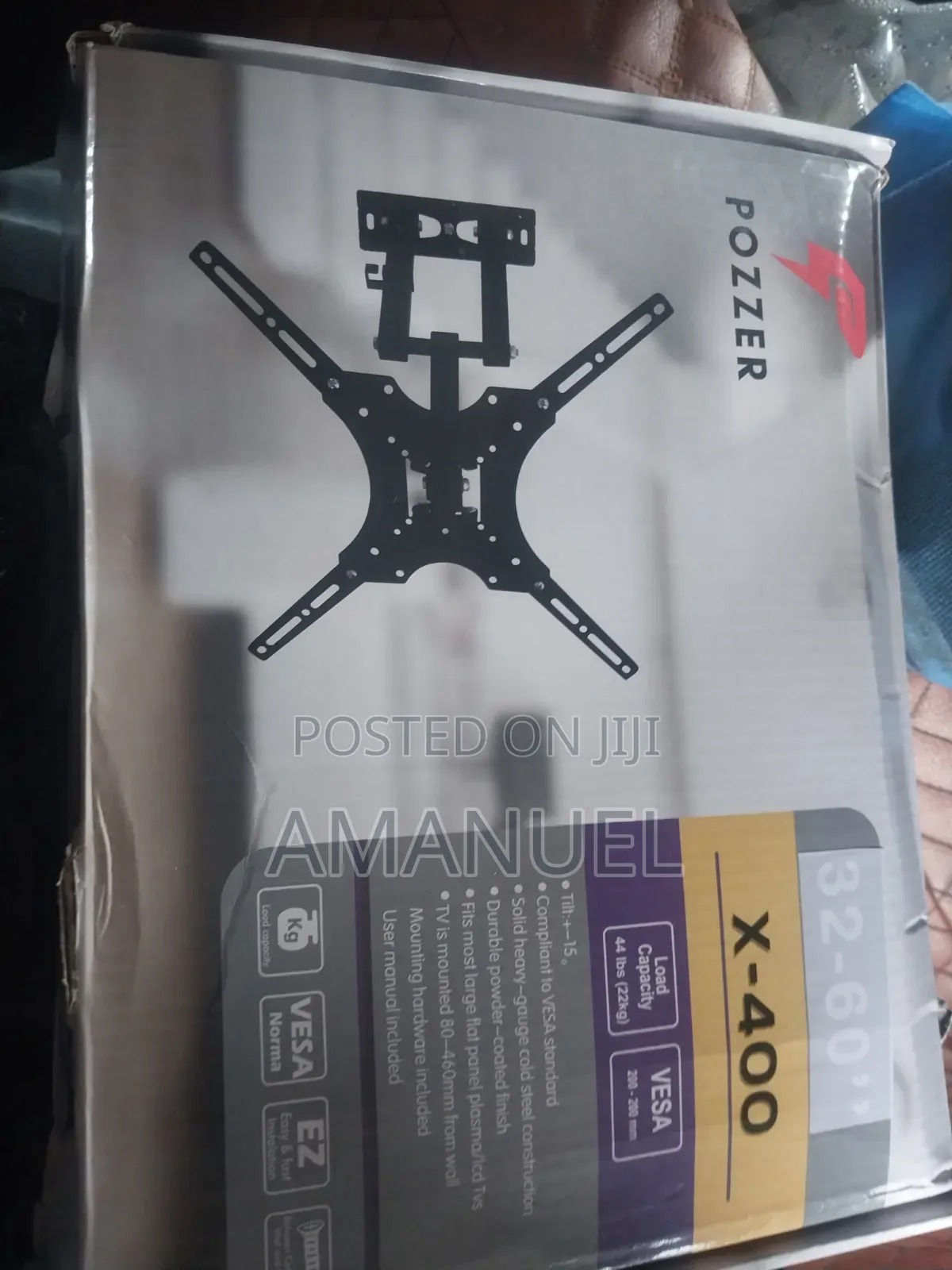 Pozzer X-400 Full-Motion TV Wall Mount Box for 32"–55" Flat-Panel TV