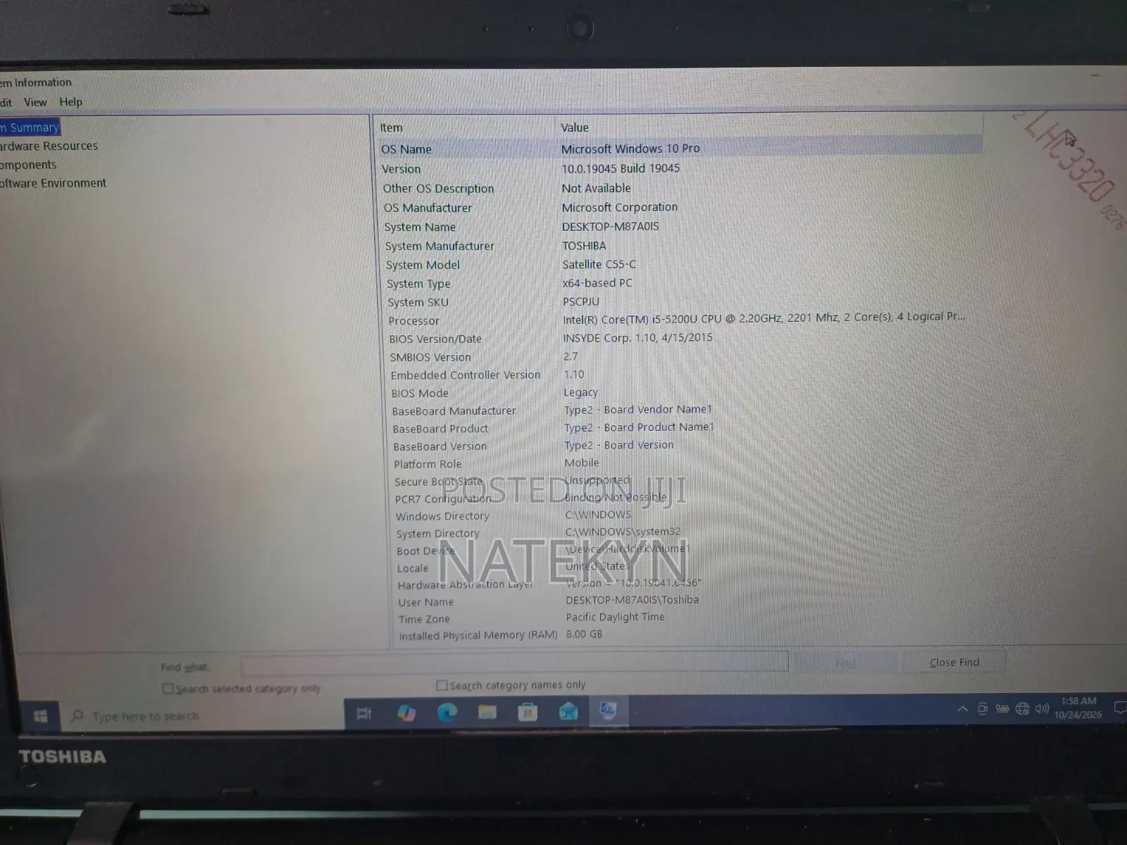 Laptop Toshiba Satellite C55 8GB Intel Core i5 HDD 512GB