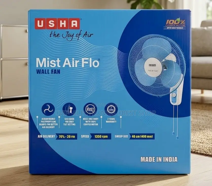 USHA Mist Air Flo Wall Fan, Designed to Deliver Powerful Airflow