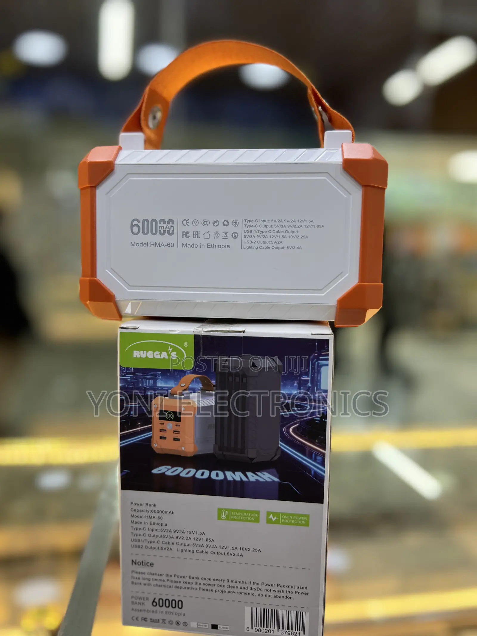 Rugga's 60,000mAh Power Bank (Model: HMA-60 - White & Orange Edition)