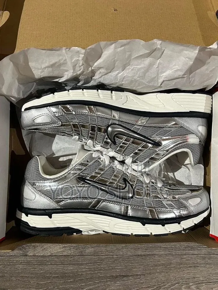 Nike P-6000 Metallic Silver/White Unisex Fashion Sneaker Shoe