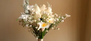 White Tulip & Calla Lily Faux Bridal Bouquet Bundle
