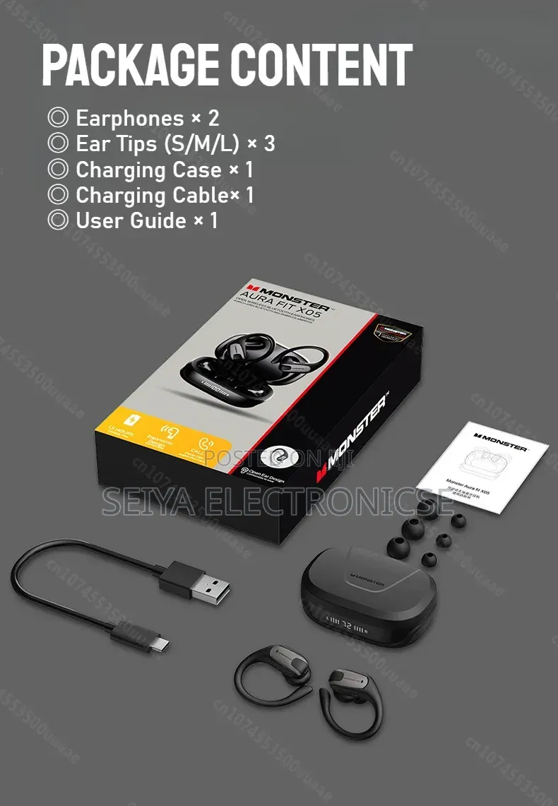 • ! • 📦 Original Monster Aura Fit X05 Bluetooth Wireless Earphones