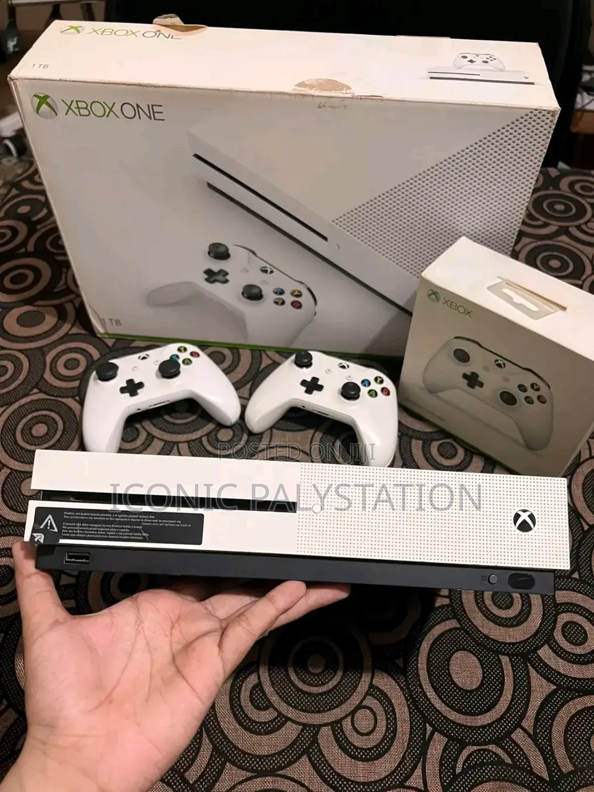 Xbox One S 1 Tb Storge With Two Controllers in Iconic Ps