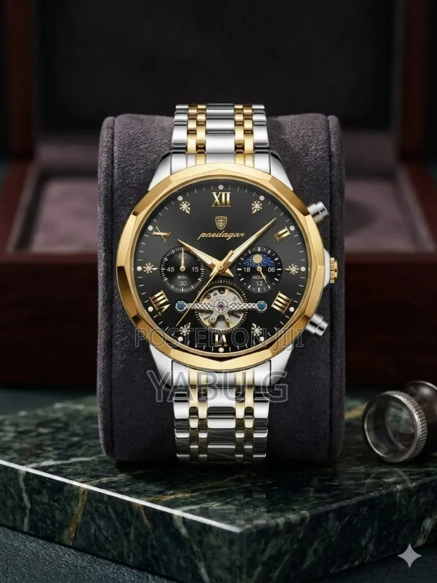 1pc Men's Stainless Steel Business Quartz Chronograph Watch