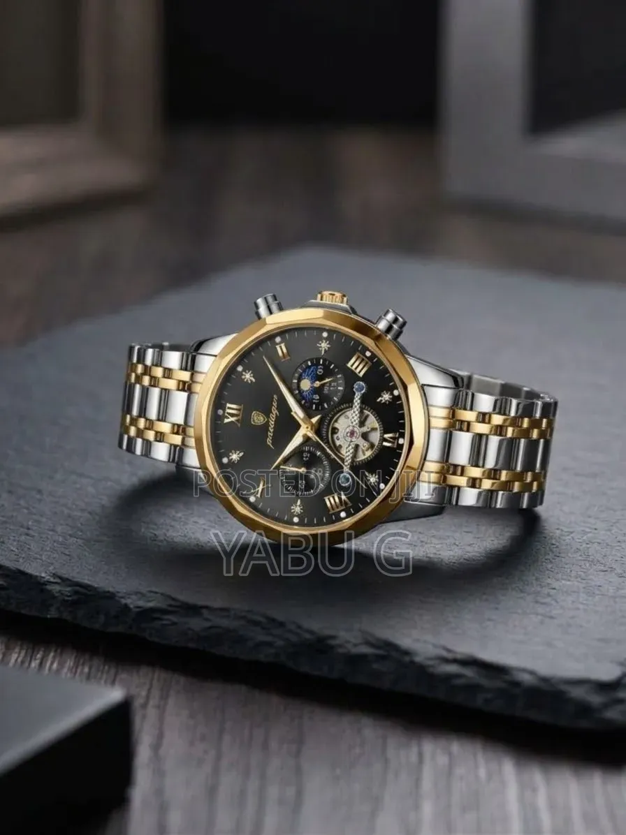1pc Men's Stainless Steel Business Quartz Chronograph Watch