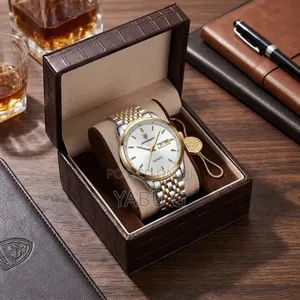 Poedagar Two-Tone Silver and Gold Quartz Men's Featuring a White Dial