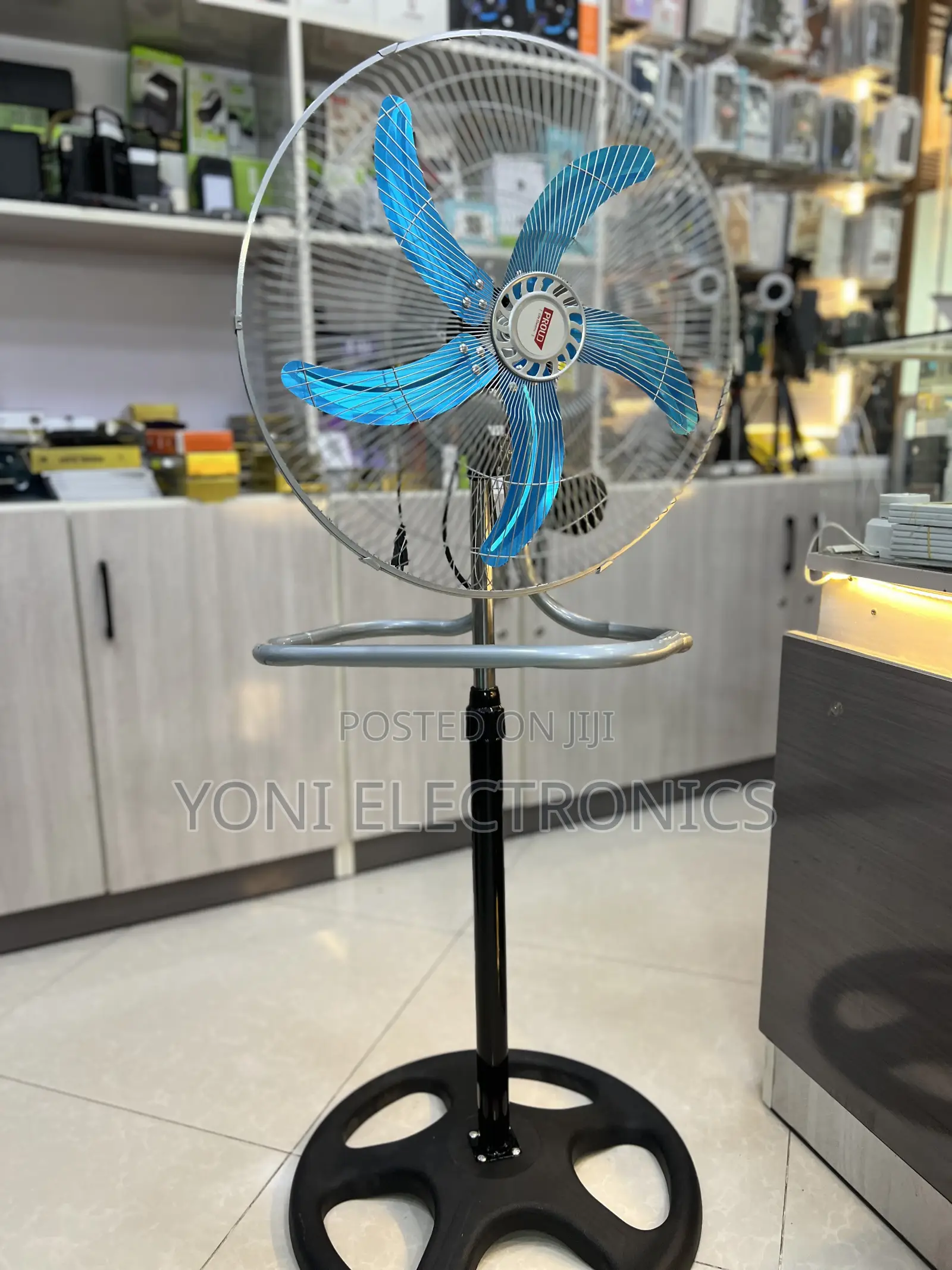 Adjustable Standing Electric Fan With Blue Blades